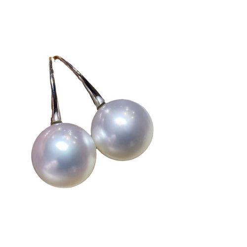 Water Pearl Large Ear Hook Simple Round Bead Earrings