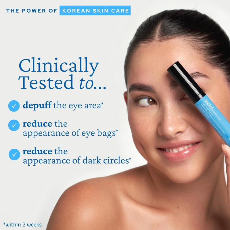 Aqua Bomb Eye Gel, Korean Skincare with Caffeine, Hyaluronic Acid & Niacinamide – Hydrating, Depuffing & Plumping Eye Cream with Cooling Ceramic Tip