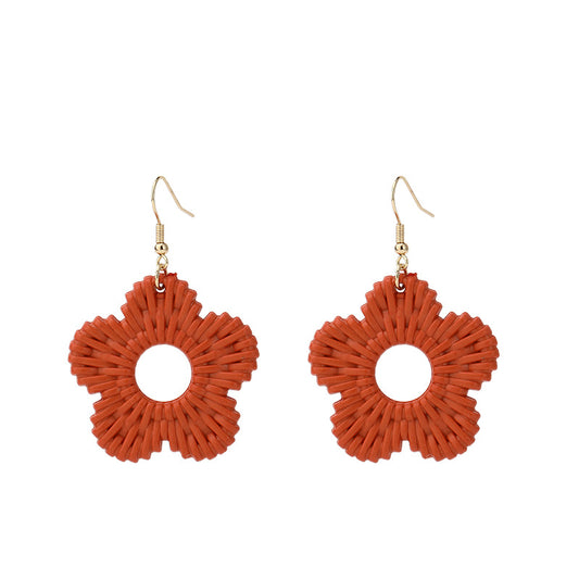 Weave a design-inspired orange flower earring