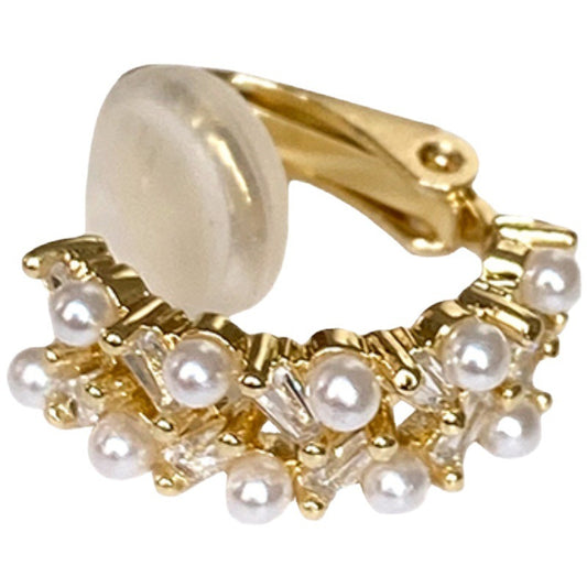French-style minimalist luxury high-end zirconia and pearl ear clips