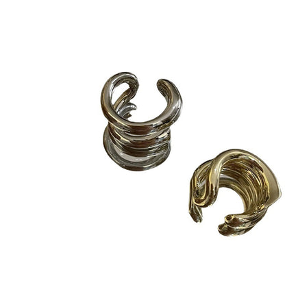 Metal double-layer open earpiece without ear hole earrings