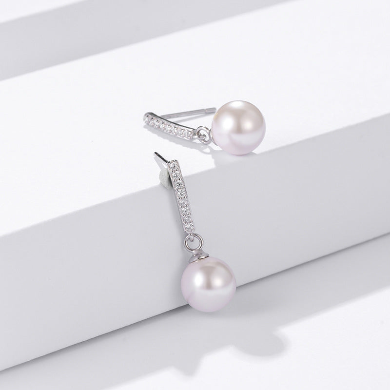 Silver Pearl Earrings - Women's Beaded Long Earrings