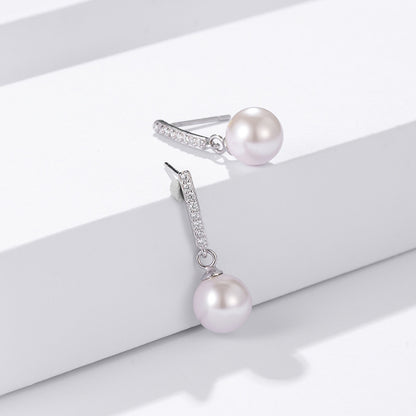 Silver Pearl Earrings - Women's Beaded Long Earrings