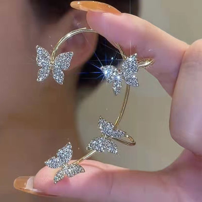 Diamond-studded butterfly unique small earrings
