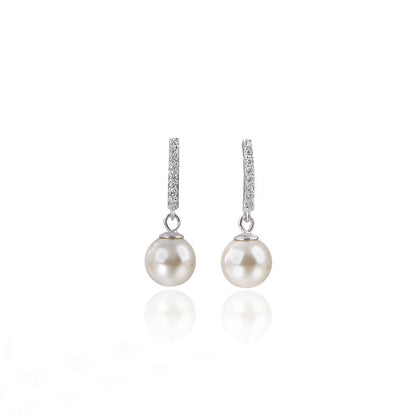 Silver Pearl Earrings - Women's Beaded Long Earrings