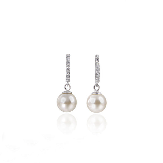 Silver Pearl Earrings - Women's Beaded Long Earrings