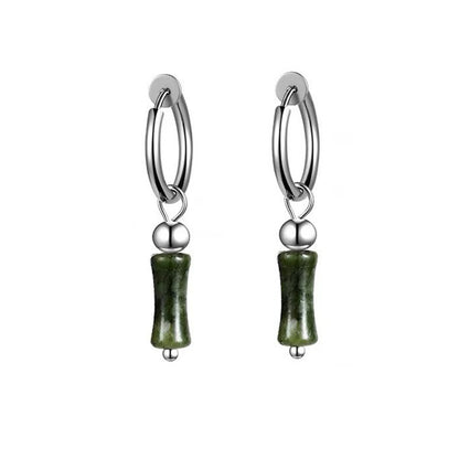 Natural jade bamboo-shaped earrings and ear studs