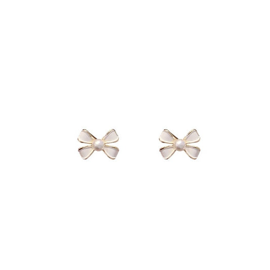 Luxury-lite bow-shaped pearl unique design ear clips