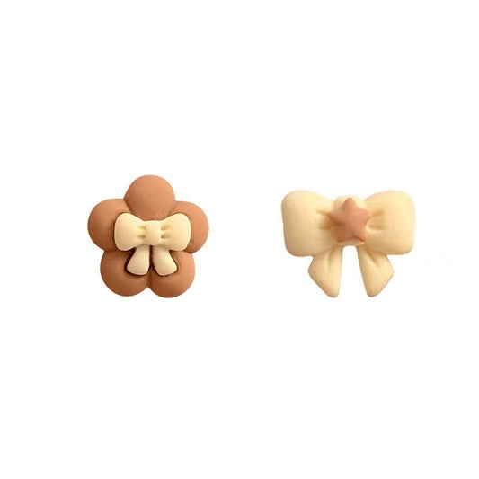 Fashionable cute retro flower-style bow earrings