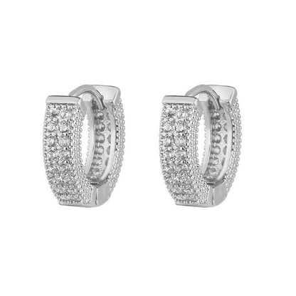 Simple micro-set zirconia stud earrings for fashionable necklaces