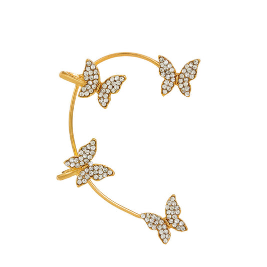 Diamond-studded butterfly unique small earrings