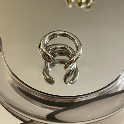 Metal double-layer open earpiece without ear hole earrings