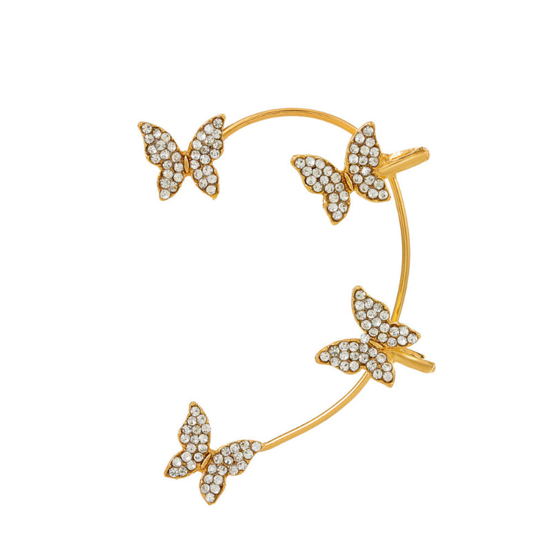 Diamond-studded butterfly unique small earrings