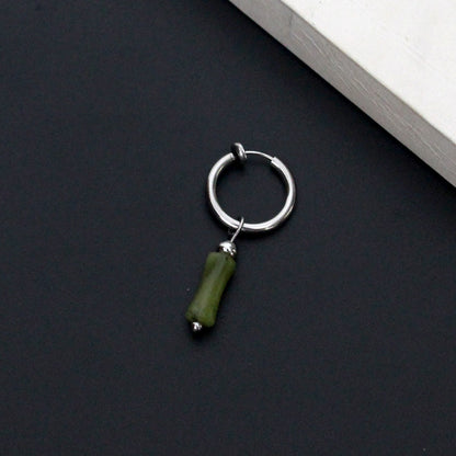 Natural jade bamboo-shaped earrings and ear studs