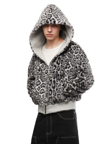 Zip Up Hoodie Oversized Leopard Print Jacket Reversible Streetwear Fall Grunge Hoodies Streetwear-LGH