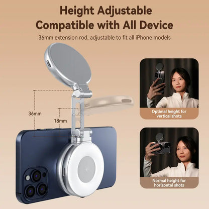 TELESIN C03 Magnetic Selfie Light, Phone Light Compatible with iPhone Magsafe, CRI97 360° LED Selfie Ring Fill Light with Mirror for Selfies/Photography/TikTok/Zoom Calls/Video Conference-ZHP