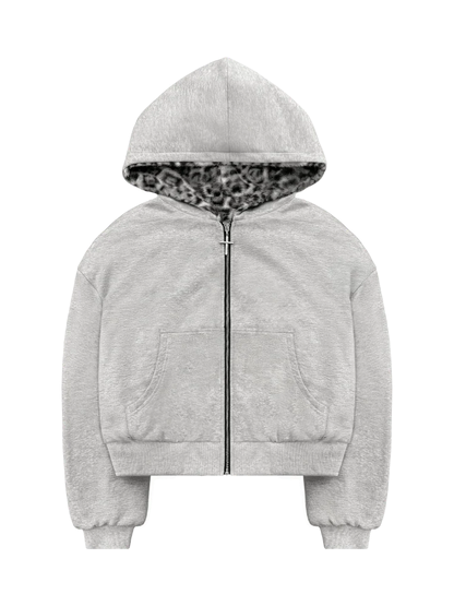 Zip Up Hoodie Oversized Leopard Print Jacket Reversible Streetwear Fall Grunge Hoodies Streetwear-LGH
