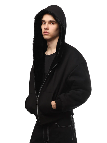 Zip Up Hoodie Oversized Leopard Print Jacket Reversible Streetwear Fall Grunge Hoodies Streetwear-LGH