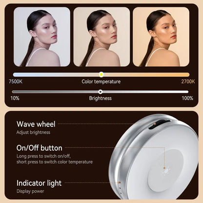 TELESIN C03 Magnetic Selfie Light, Phone Light Compatible with iPhone Magsafe, CRI97 360° LED Selfie Ring Fill Light with Mirror for Selfies/Photography/TikTok/Zoom Calls/Video Conference-ZHP