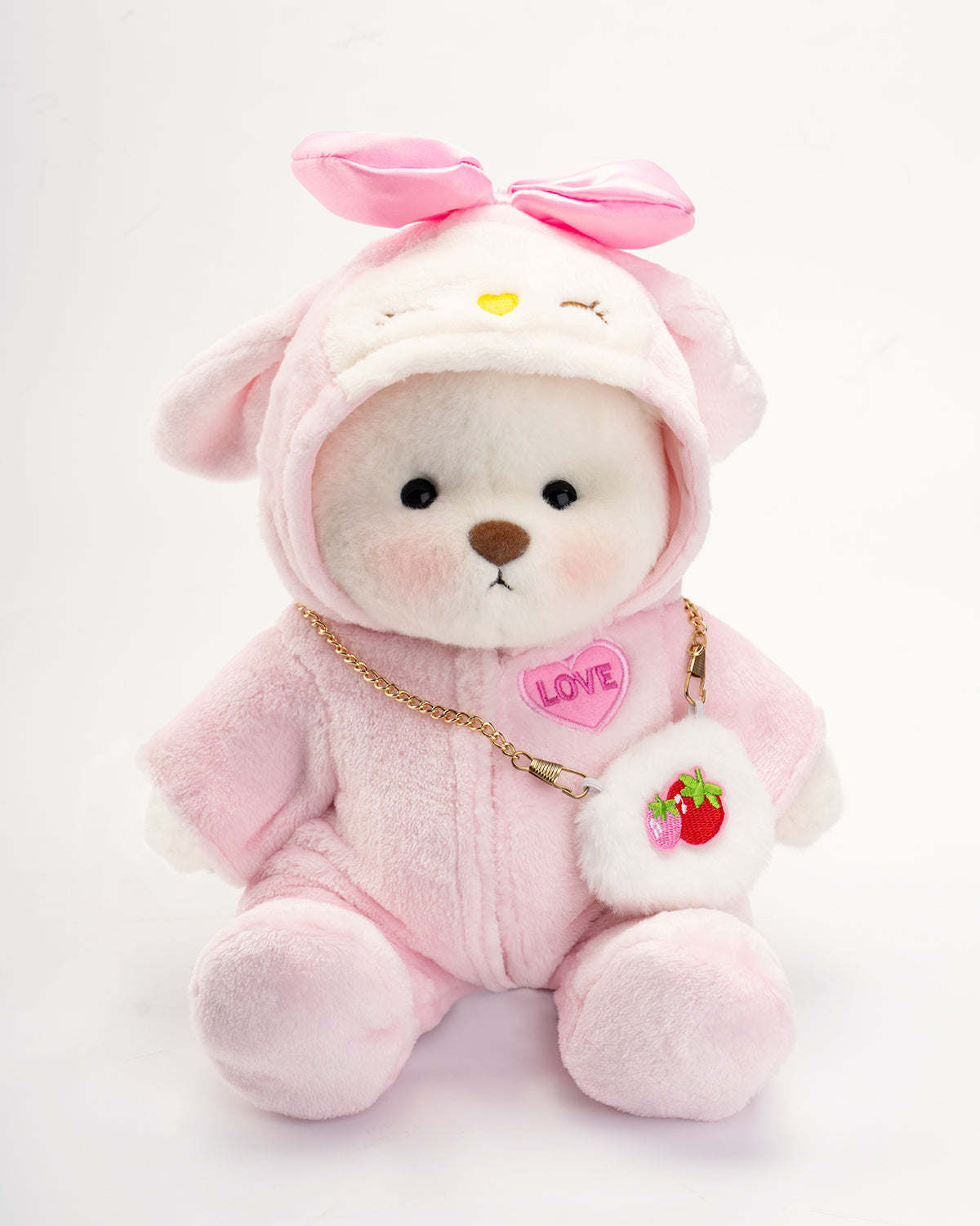 Strawberry Bear, Handmade dointed Teddy Bear Gift-LGH