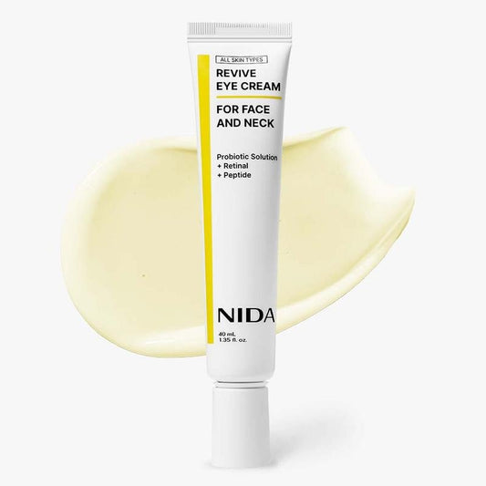 NIDA Revive Eye Cream For Face And Neck (40mL) / Probiotic Solution, Retinal, Peptide / Wrinkles, Fine Lines, Aging Skin