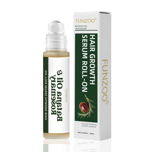 FUNZOO Hair Growth Serum Roll-On with Batana Oil & Rosemary for Scalp Care - Nourishing & Hair Regrowth Formula - 20ml