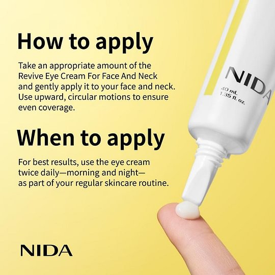 NIDA Revive Eye Cream For Face And Neck (40mL) / Probiotic Solution, Retinal, Peptide / Wrinkles, Fine Lines, Aging Skin