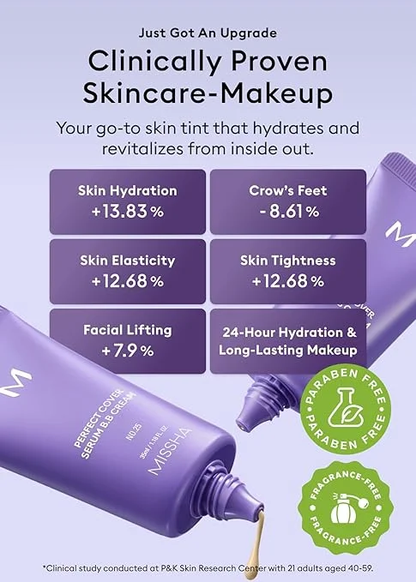 PERFECT COVER SERUM BB CREAM, BB Cream by Cardi B Pick, Skin Tint, Tinted Moisturizer, Skin Care Foundation Makeup, Korean Makeup, 1.18 Fl oz