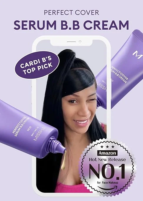 PERFECT COVER SERUM BB CREAM, BB Cream by Cardi B Pick, Skin Tint, Tinted Moisturizer, Skin Care Foundation Makeup, Korean Makeup, 1.18 Fl oz