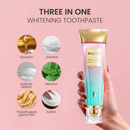 Niacinamide Whitening Toothpaste – Natural Whitening Toothpaste with Niacinamide, Gentle Formula for Brighter Teeth & Fresh Breath