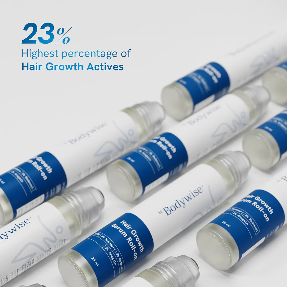 Be Bodywise Advanced Hair Growth Roll-On Serum | 3% Rosemary | 2% Aminexil | 3% Redensy l 2% Anagain | Precision Scalp Applicator | Paraben & Sulphate Free | Non oily and mess free-hz