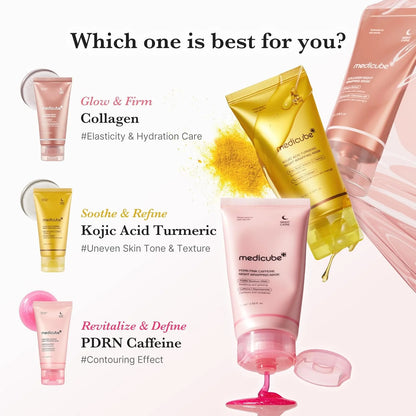 Caffeine Overnight Wrapping Peel Off Facial Mask | Firming, Depuffing & Hydration | Salmon DNA + Caffeine + Collagen For Refined, Glass Skin & Face Contour Support | Korean Skin Care