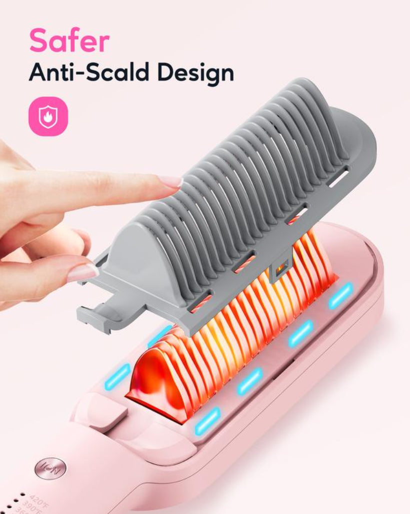 Hair Straightener Brush, Ring Hair Straightener Comb Straightening Brush for Women with 5 Temps 20s Fast Heating & Dual Voltage