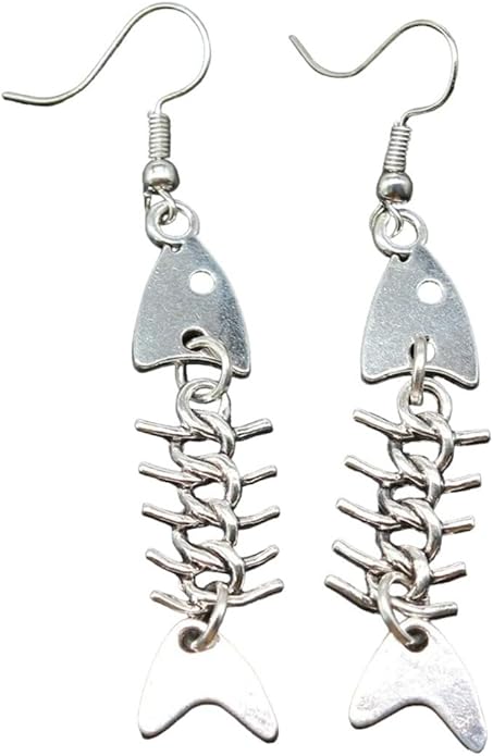 New 2025 Fashion Handmade Simple Design Antique Silver Color Fish Bone Earrings Pendant Drop Earrings Party Wedding Fashion Accessories Creative Gift-ZHP