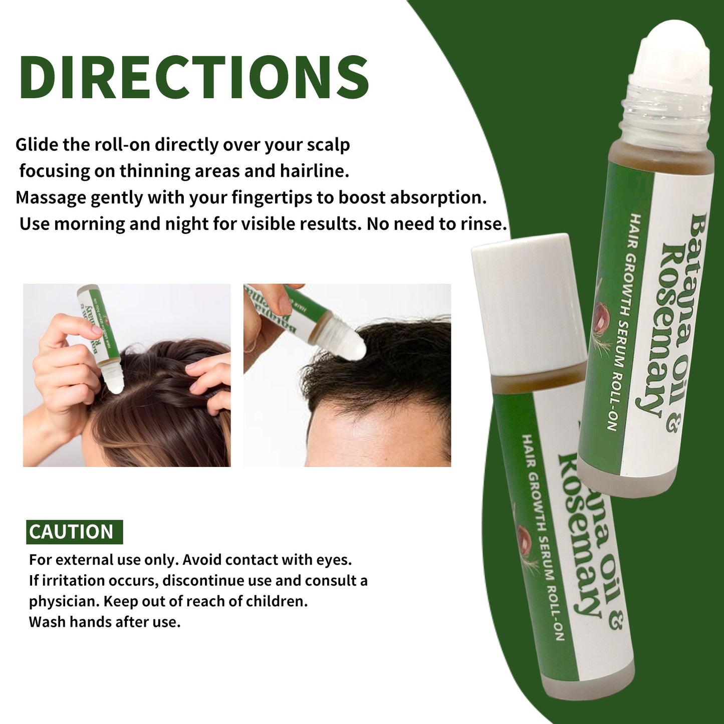 FUNZOO Hair Growth Serum Roll-On | Batana Oil & Rosemary Scalp Care | Nourishing & Hair Regrowth 20ml