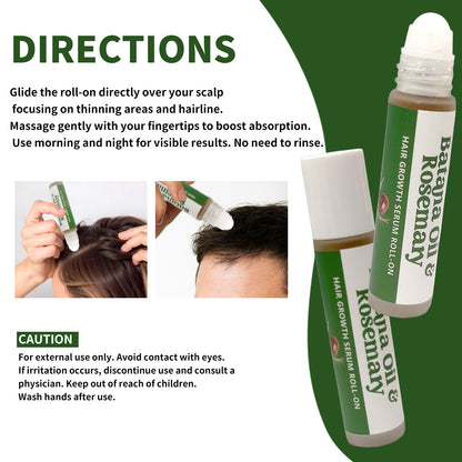 FUNZOO Hair Growth Serum Roll-On | Batana Oil & Rosemary Scalp Care | Nourishing & Hair Regrowth 20ml
