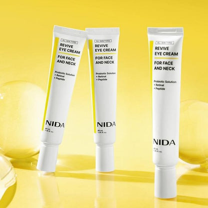 NIDA Revive Eye Cream For Face And Neck (40mL) / Probiotic Solution, Retinal, Peptide / Wrinkles, Fine Lines, Aging Skin