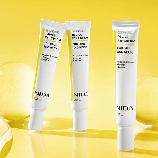 NIDA Revive Eye Cream For Face And Neck (40mL) / Probiotic Solution, Retinal, Peptide / Wrinkles, Fine Lines, Aging Skin