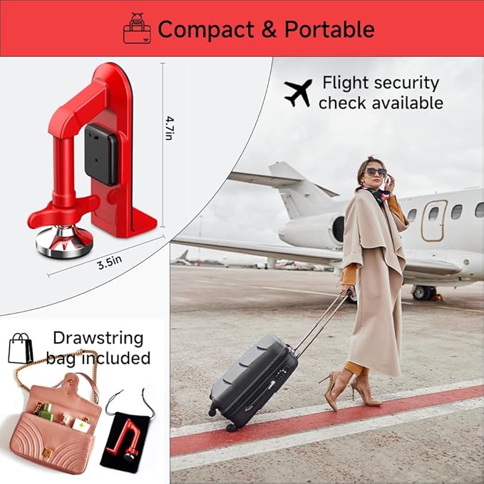 New 2025 Portable Alarm Door Stopper for Additional Safety in Hotel,Apartment and Bedroom,Removable Bottom Door Jammer Device,Anti Theft Extra Security Lock Kit for Travel. (Alarm Stopper)-ZHP