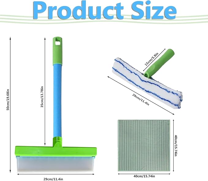 Recyclable Silicone Window Squeegee Kit - Complete Glass Cleaning Set with Silicone Squeegee & Microfiber Scrubber for Shower, Mirror, Door & Car Cleaning-zhp