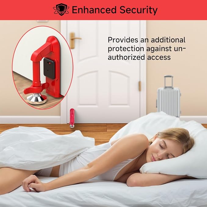 New 2025 Portable Alarm Door Stopper for Additional Safety in Hotel,Apartment and Bedroom,Removable Bottom Door Jammer Device,Anti Theft Extra Security Lock Kit for Travel. (Alarm Stopper)-ZHP
