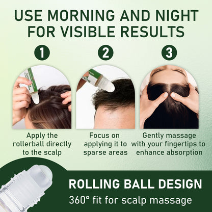 FUNZOO Hair Growth Serum Roll-On with Batana Oil & Rosemary for Scalp Care - Nourishing & Hair Regrowth Formula - 20ml