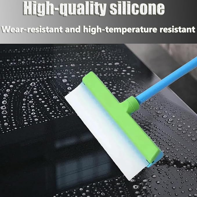 Recyclable Silicone Window Squeegee Kit - Complete Glass Cleaning Set with Silicone Squeegee & Microfiber Scrubber for Shower, Mirror, Door & Car Cleaning-zhp