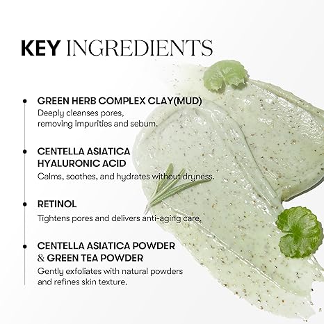 VT COSMETICS CICA Mask Cleanser, 2-in-1 Facial Wash, Non-Drying Clay Mask, Gentle Pore Care, Exfoliating, Hydrating, Centella Asiatica for Acne-Prone & Sensitive Skin, Korean Skincare -LLH