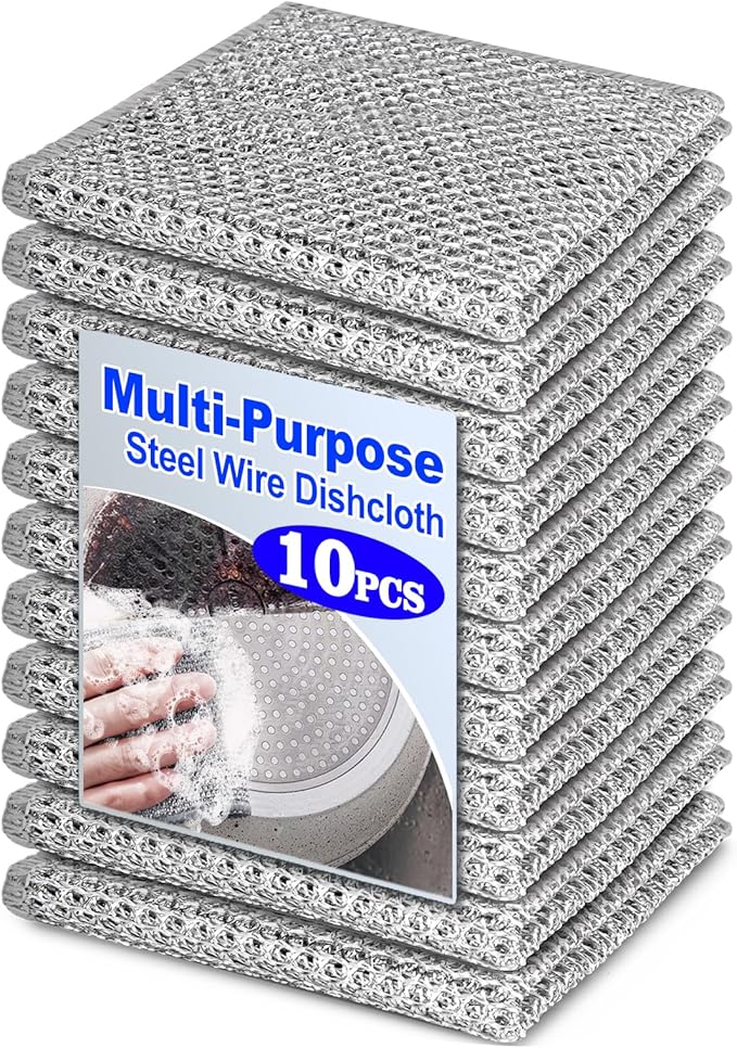 AIDEA Non Scratch Wire Dishcloth 20PK, Wire Dishwashing Rag for Wet and Dry, Washable Dish Rags No Odor-ZHP