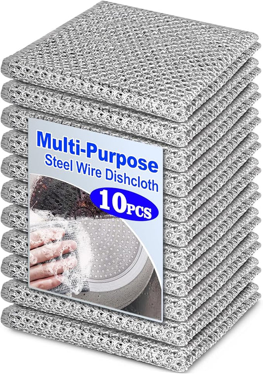 AIDEA Non Scratch Wire Dishcloth 20PK, Wire Dishwashing Rag for Wet and Dry, Washable Dish Rags No Odor-ZHP