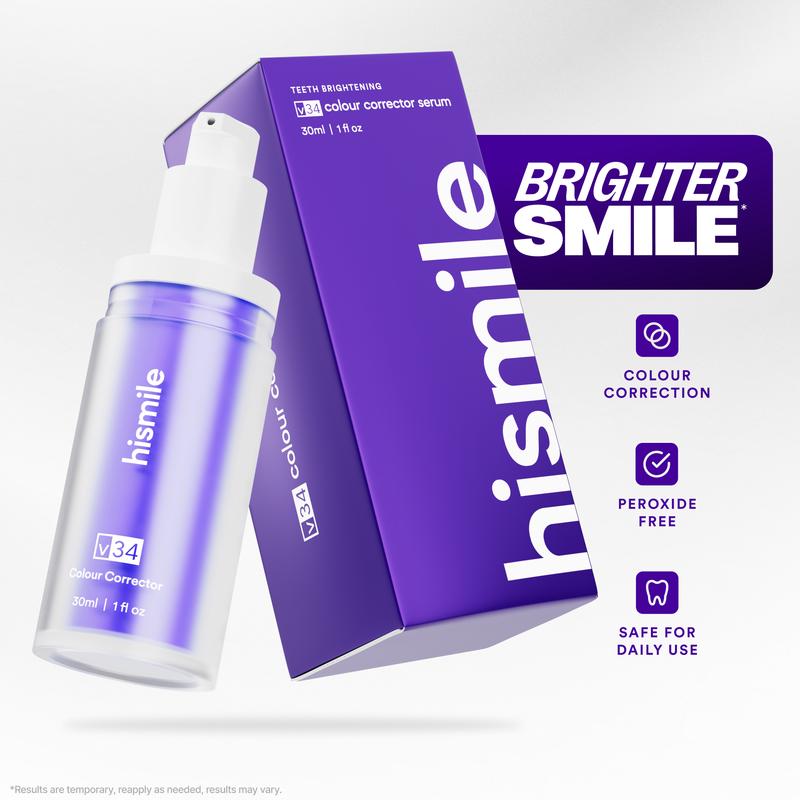 Hismile v34 Colour Corrector - Tooth Stain Concealer, Teeth Brightening Booster, Purple Toothpaste, Colour Correcting, Hismile V34