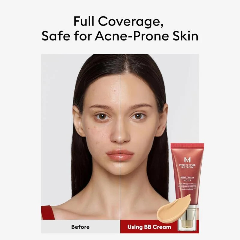 Perfect Cover BB Cream No.21Light Beige - Medium with Warm Undertone SPF 42 PA +++ / 1.69 Fl Oz - Tinted Moisturizer for face with SPF