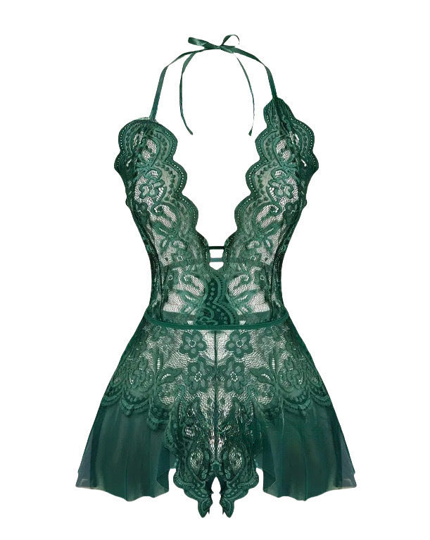 Sexy Night Gowns for Women Babydoll Lingerie Dress Lace Trim Sleep Dress Chemise Nightgowns Side Split Nighty-XDX