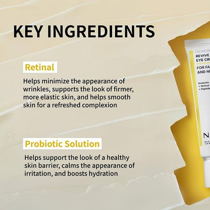NIDA Revive Eye Cream For Face And Neck (40mL) / Probiotic Solution, Retinal, Peptide / Wrinkles, Fine Lines, Aging Skin